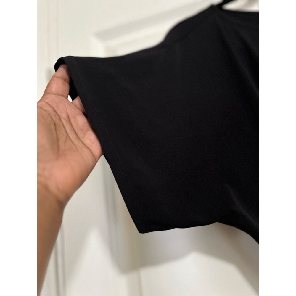 EUC Women's Kensie Black Short Sleeve Midi Dress with Tie Waist L - Picture 11 of 11